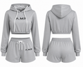 A.MP - Women’s Luxe Cropped Hoodie & Shorts Set – Grey