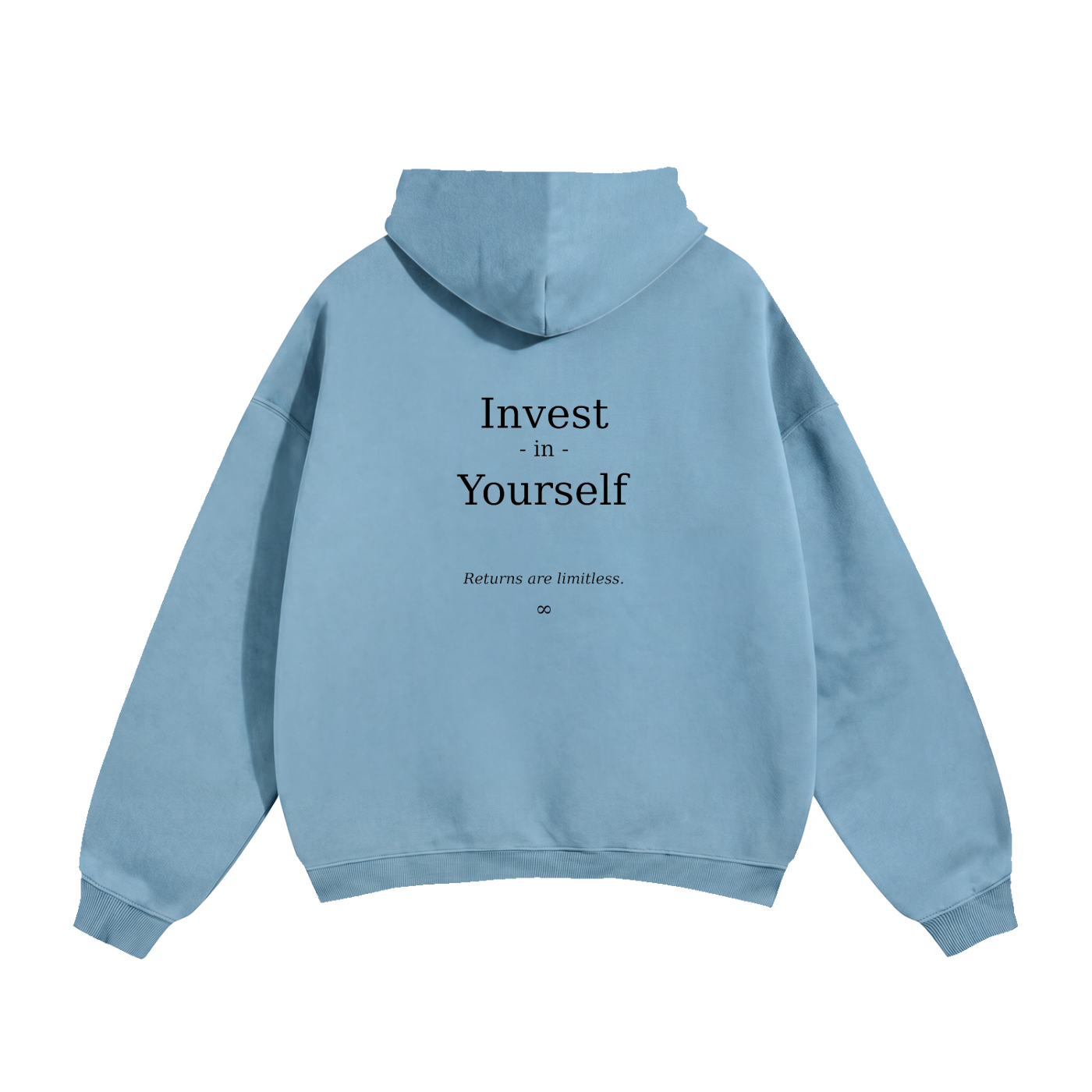A.MP Oversized Fleeced Hoodie Invest In Yourself — print detail