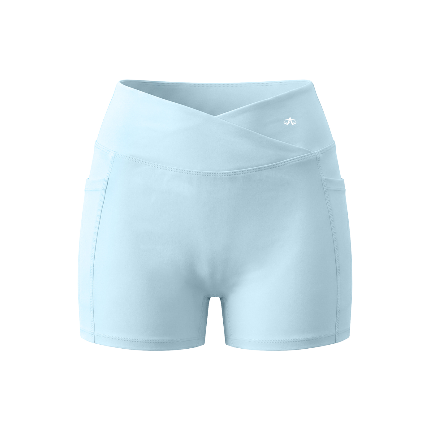Side pocket detail on A.MP Women's High-Rise Pocket Yoga Shorts