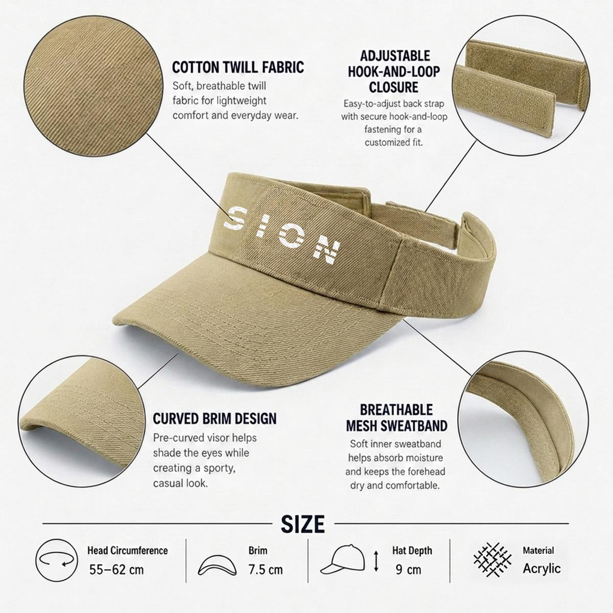 Embroidery Open-Top Visor