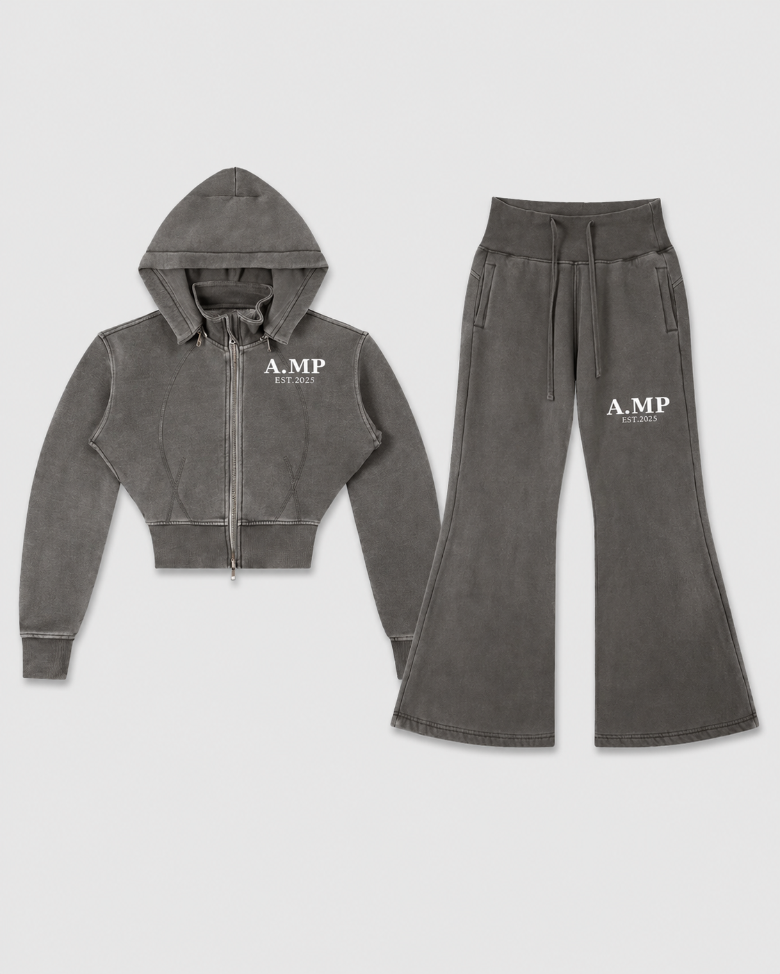 A.MP Vintage Washed Cropped Hoodie & Flared Pants