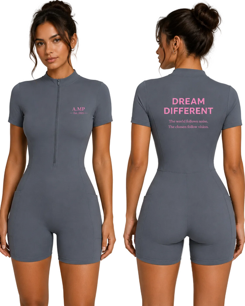 A.MP Dream Different Quarter-Zip Romper — back view