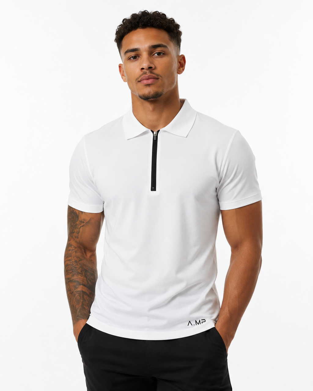 A.MP - Signature Half Zip Polo