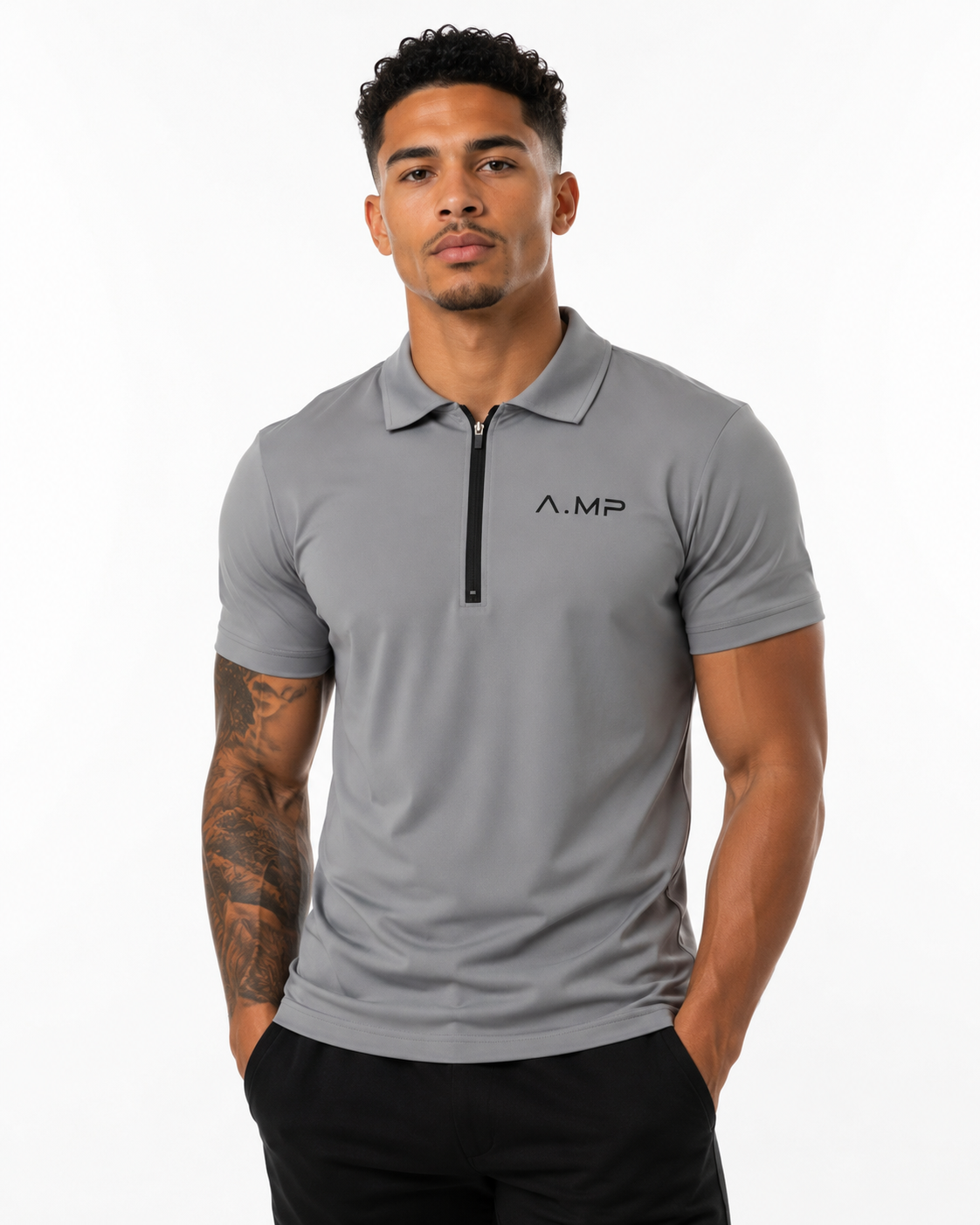 A.MP - Signature Half Zip Polo