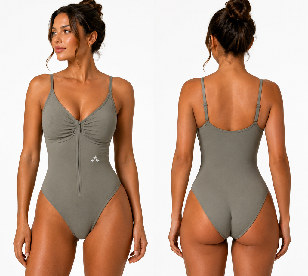 A.MP - A Scale Full-Zip Ruched Bodysuit