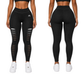 A.MP A Scale Sculpt Women's Ripped Leggings — black, front view