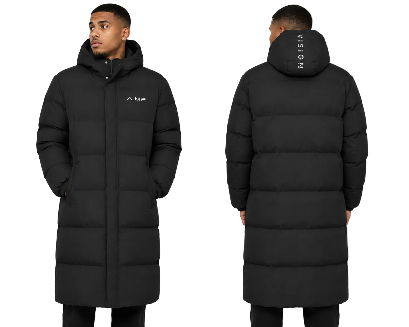 A.MP Vision Long Puffer Jacket — premium unisex winter coat, front view