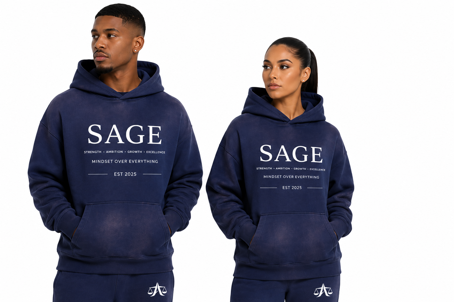 A.MP SAGE Premium Fleeced Hoodie — oversized streetwear hoodie, front view