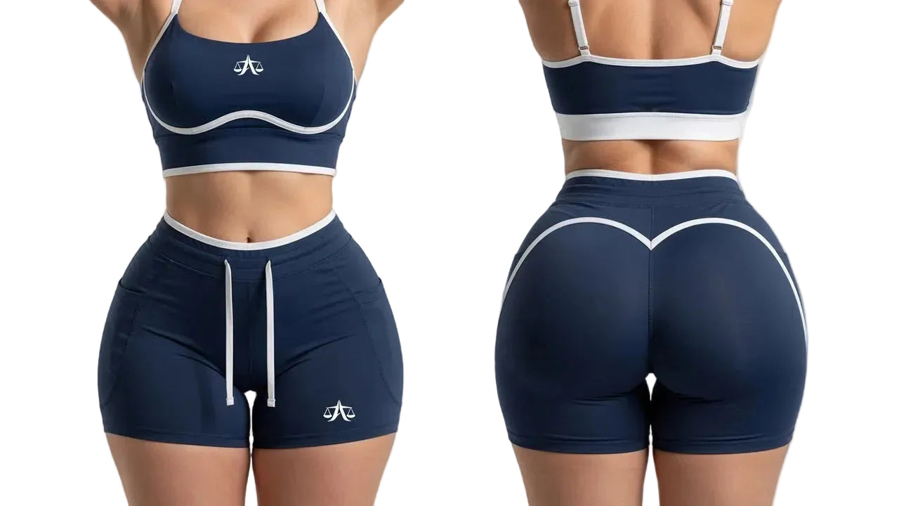 A.MP A Scale High Rise Performance Shorts — women's gym shorts, front view