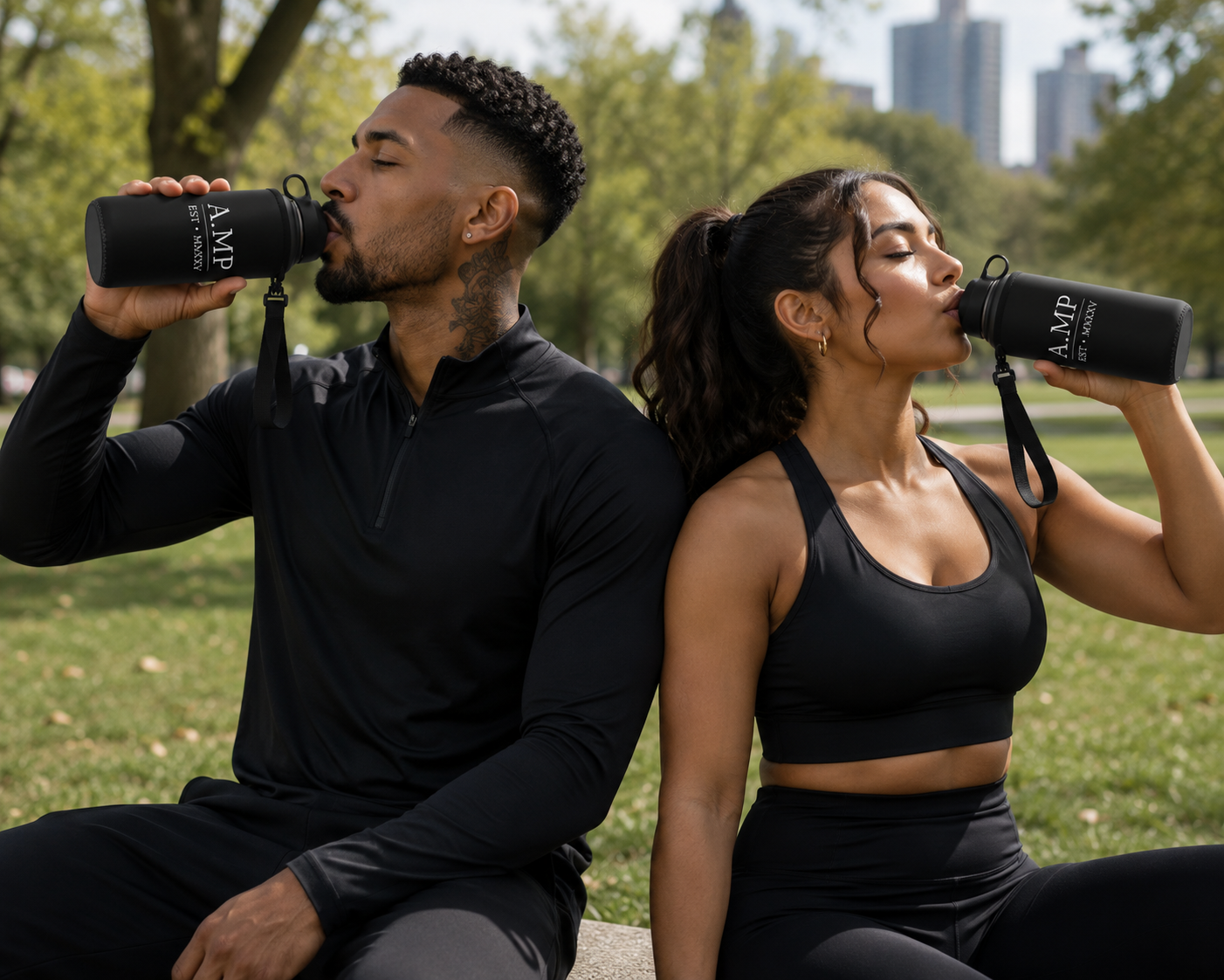 A.MP Signature Water Bottle — branding detail
