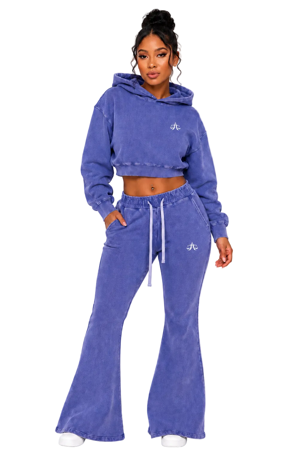 A.MP A Scale Washed Cropped Hoodie — 400GSM women's streetwear, front view