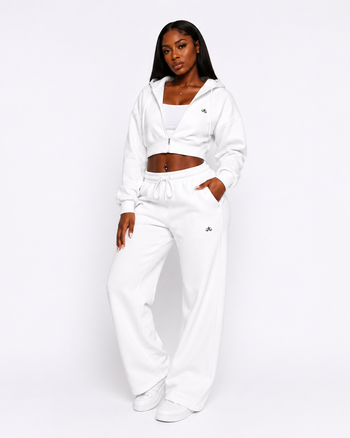 A.MP Women's Fleece Tracksuit Set — premium streetwear, grey front view