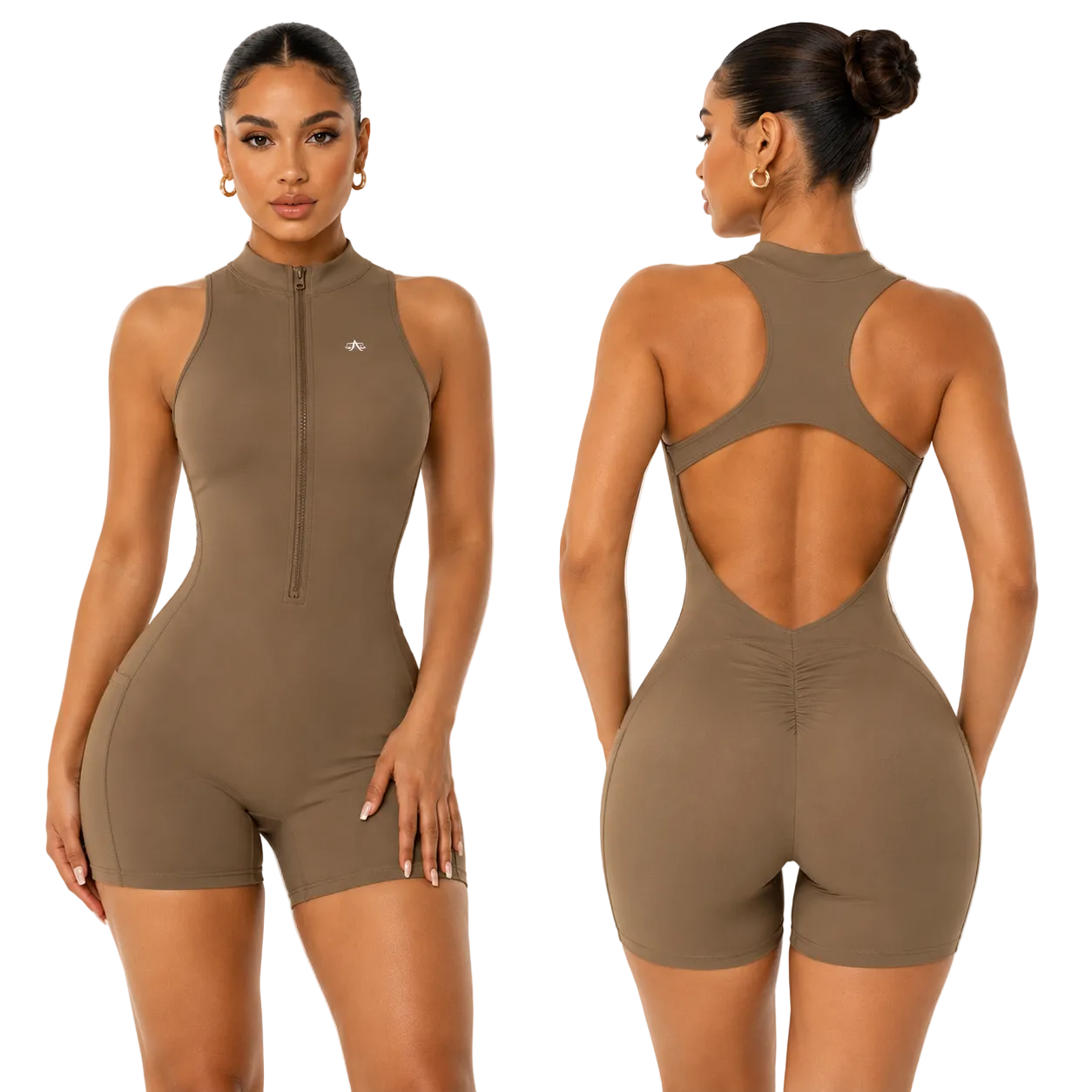 A.MP Women's Quarter-Zip Yoga Romper