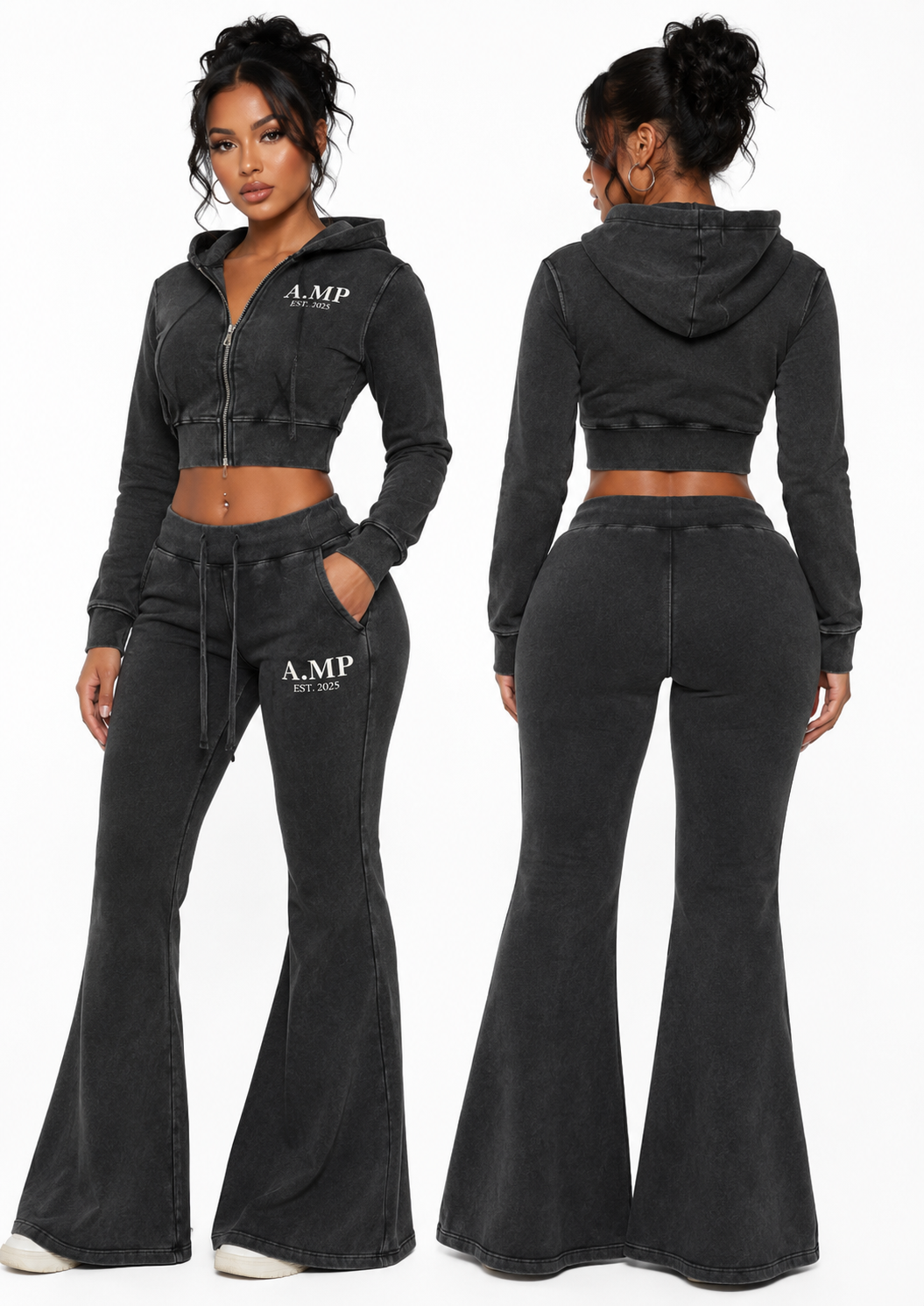 A.MP Vintage Washed Cropped Hoodie & Flared Pants