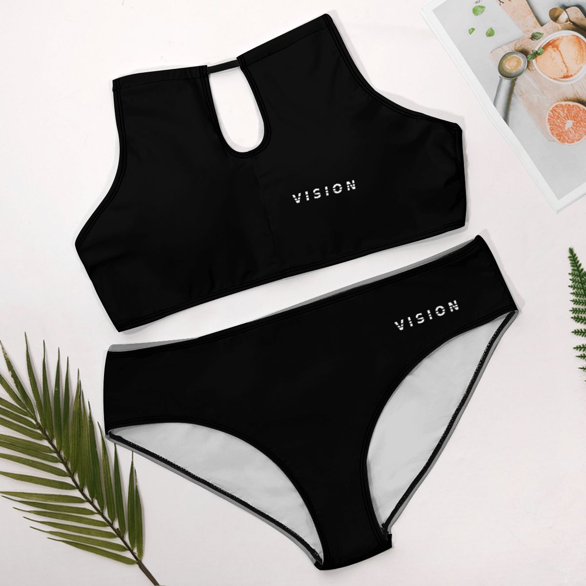A.MP Plus Size High-Waisted Bikini — top detail