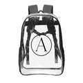 A.MP Individual Transparent Backpack — clear PVC backpack with A emblem, front view