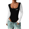 A.MP women's square neck long sleeve bodysuit