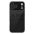 A.MP black glass phone case for iPhone 17 Pro Max, front view