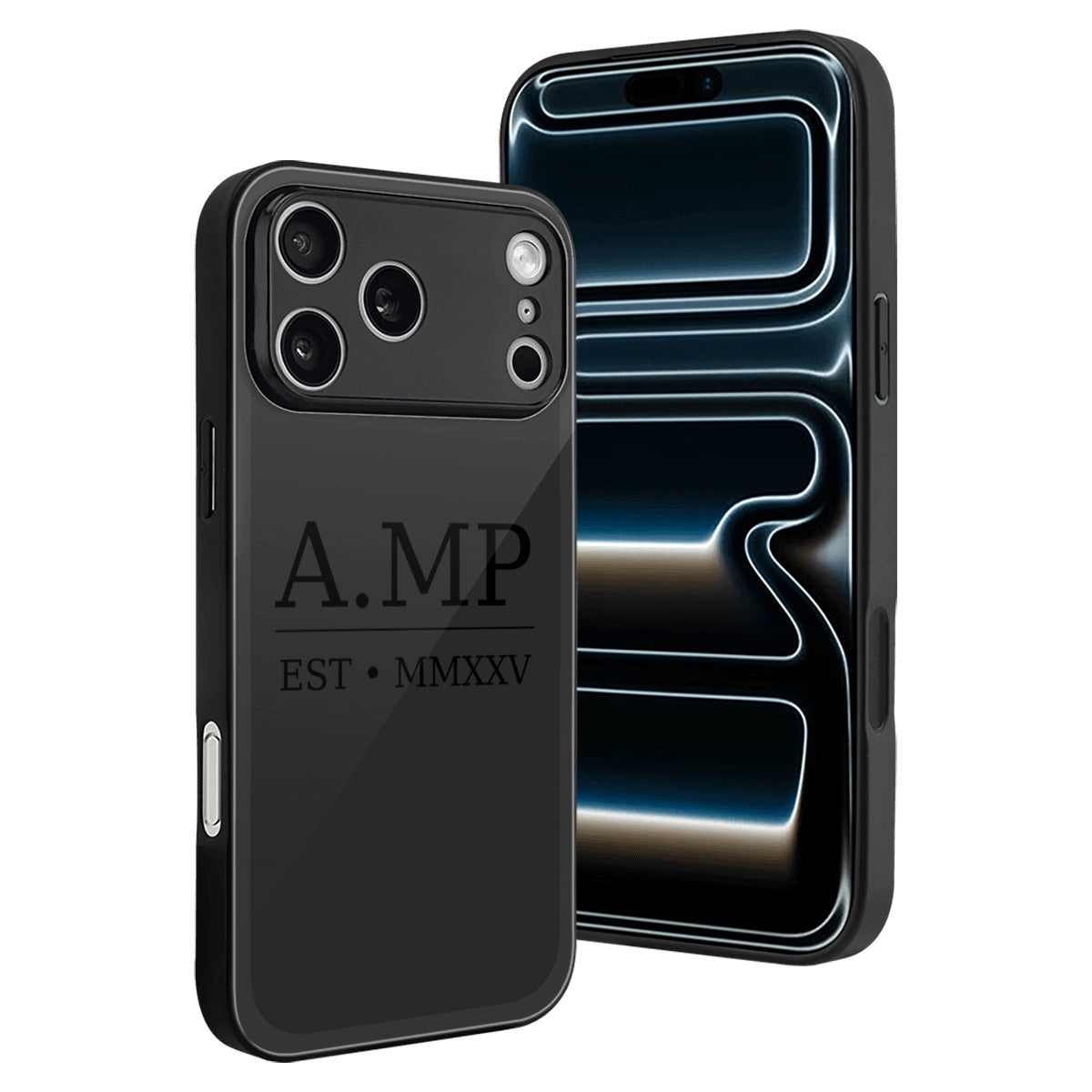 Close-up of A.MP glass case button and port cutouts