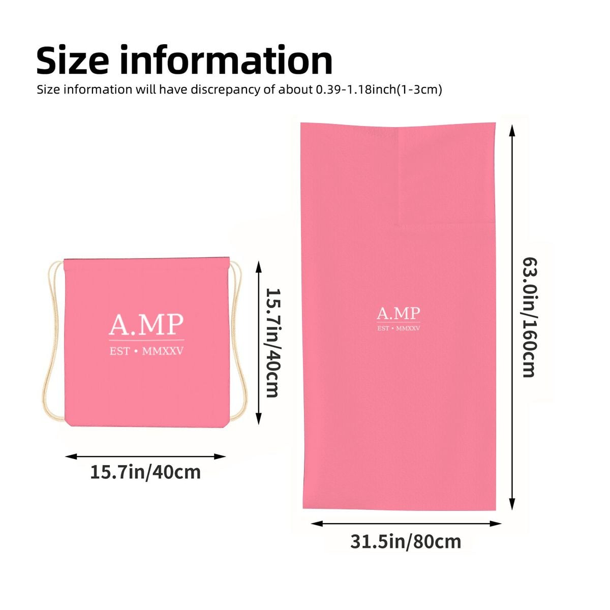 A.MP Pink Beach Towel and Bag Set — branding detail