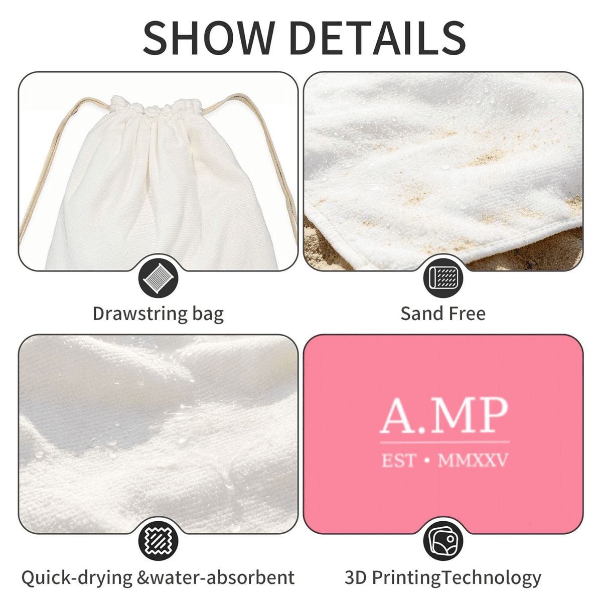 A.MP Pink Beach Towel and Bag Set — styled view