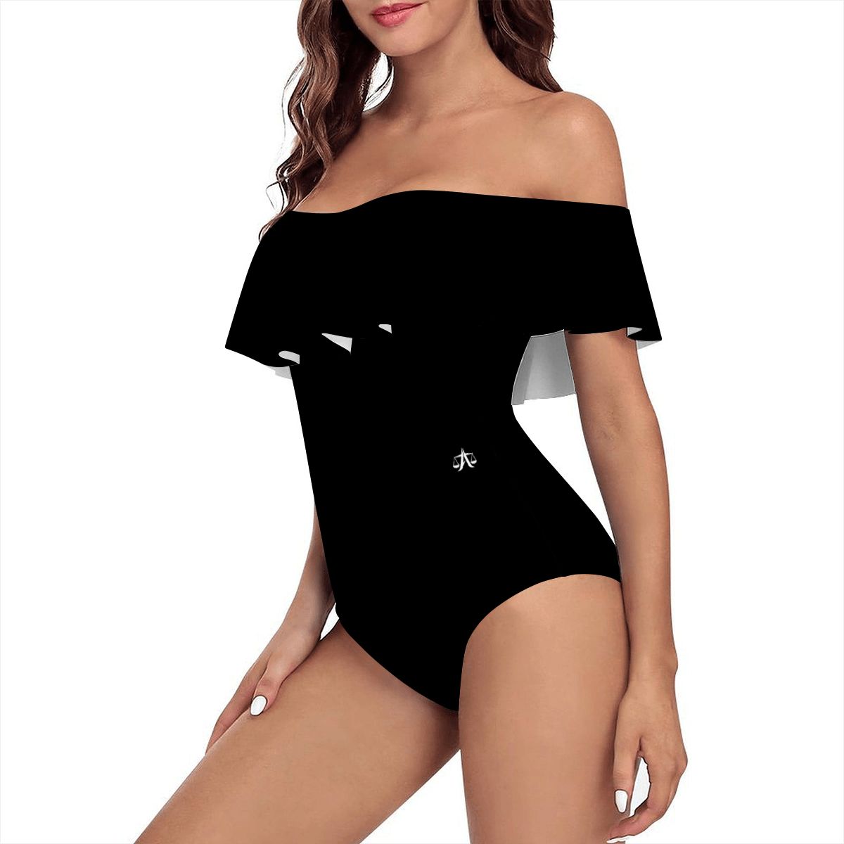 A.MP A Scale Shoulder Ruffle One-Piece Swimsuit — ruffle detail