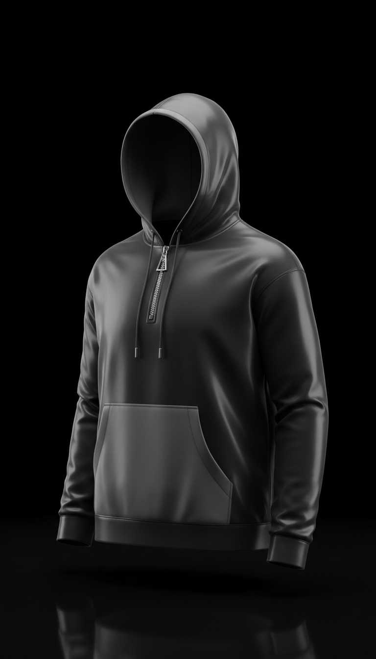 High-Gloss Finish Statement Hoodie
