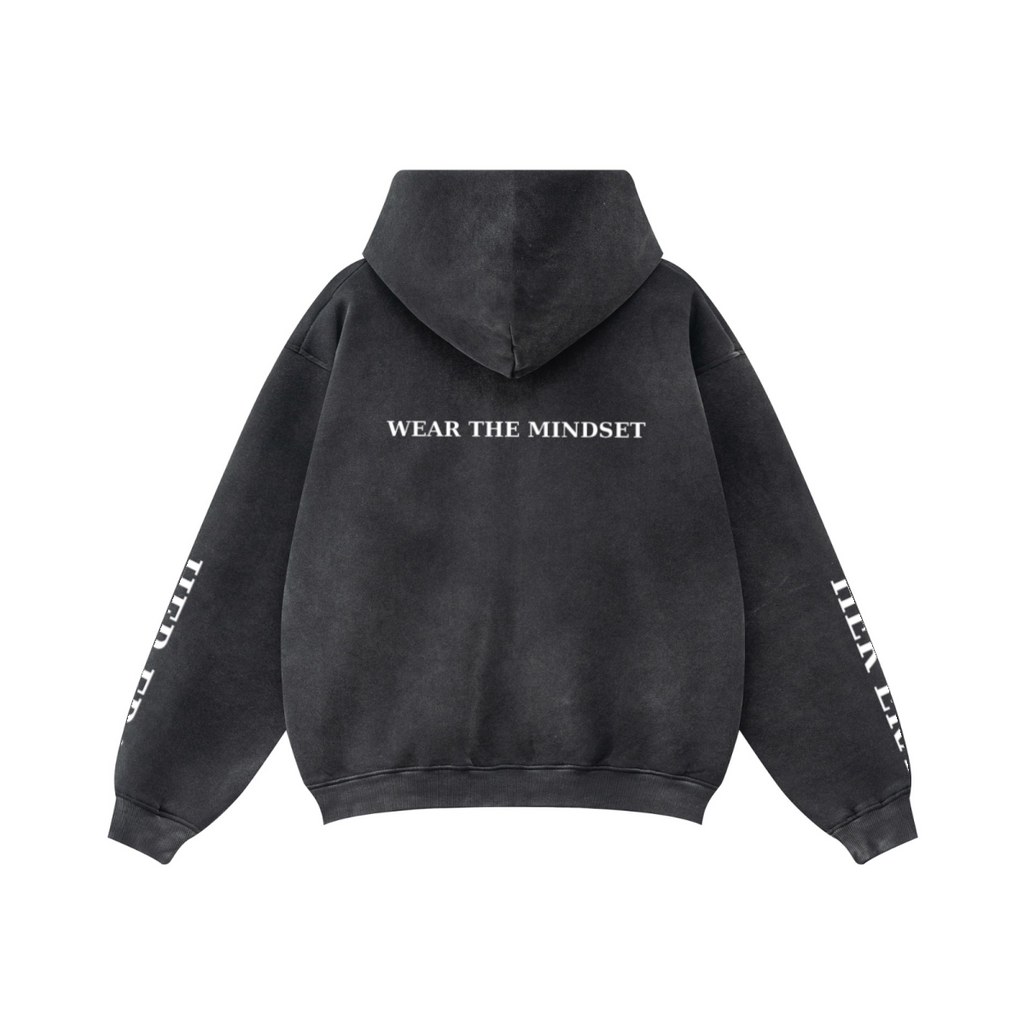 360GSM Unisex Monkey Wash Fall&Winter Fleece-Lined PP-Sprayed Zip-Up Hoodie Black