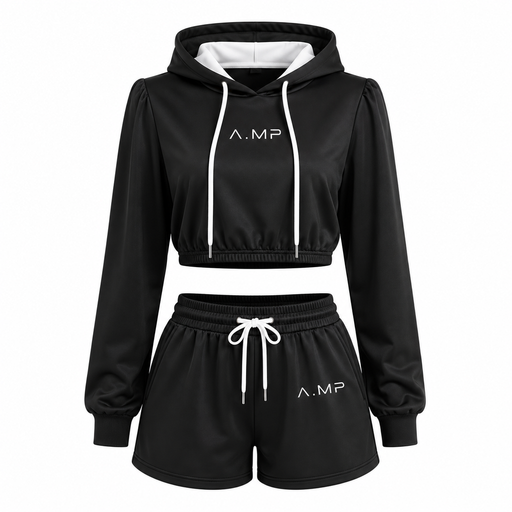 A.MP - Women’s Luxe Cropped Hoodie & Shorts Set