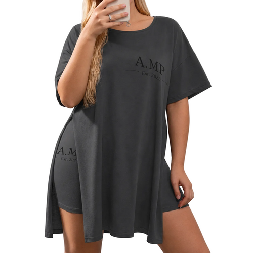 A.MP Curved Lounge Set Plus Size — dark grey lounge set, front view